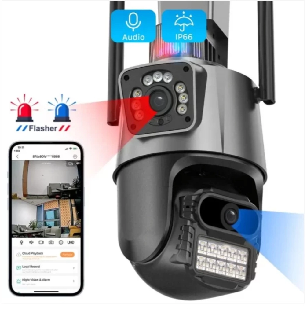 دوربین بی سیم سیم کارت خور دو لنزه ۶مگاپیکسل چرخشی v380 pro
